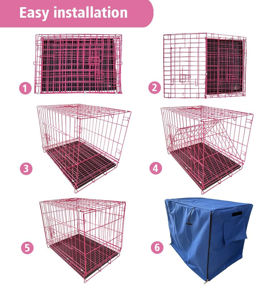 Medium Reinforced Pet Cage for Keeping Pets Outdoors, Metal Folding Pet Cage with Lid, Length 59 Cm, Width 42 Cm, Height 50 Cm image number 3