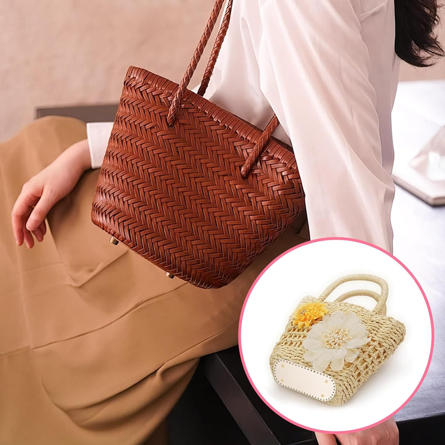 6 Pcs Bag Bases for Crochet, 8.58 X 3.93 Inch PU Leather Bag Bottom with Holes, Long Oval Purse Bottom Shaper Pad for DIY Crochet Bag Shoulder Bags Purse Making (Colorful) image number 5