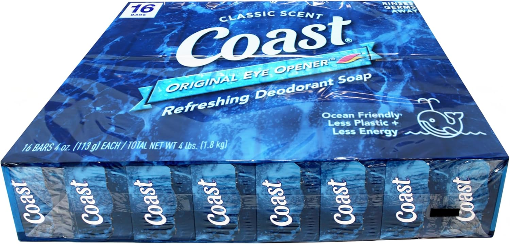 Coast Refreshing Deodorant Soap Bar - 16 Bars - Thick Rich Lather Leaves Your Body Feeling Energized and Clean - Classic Pacific Force Scent