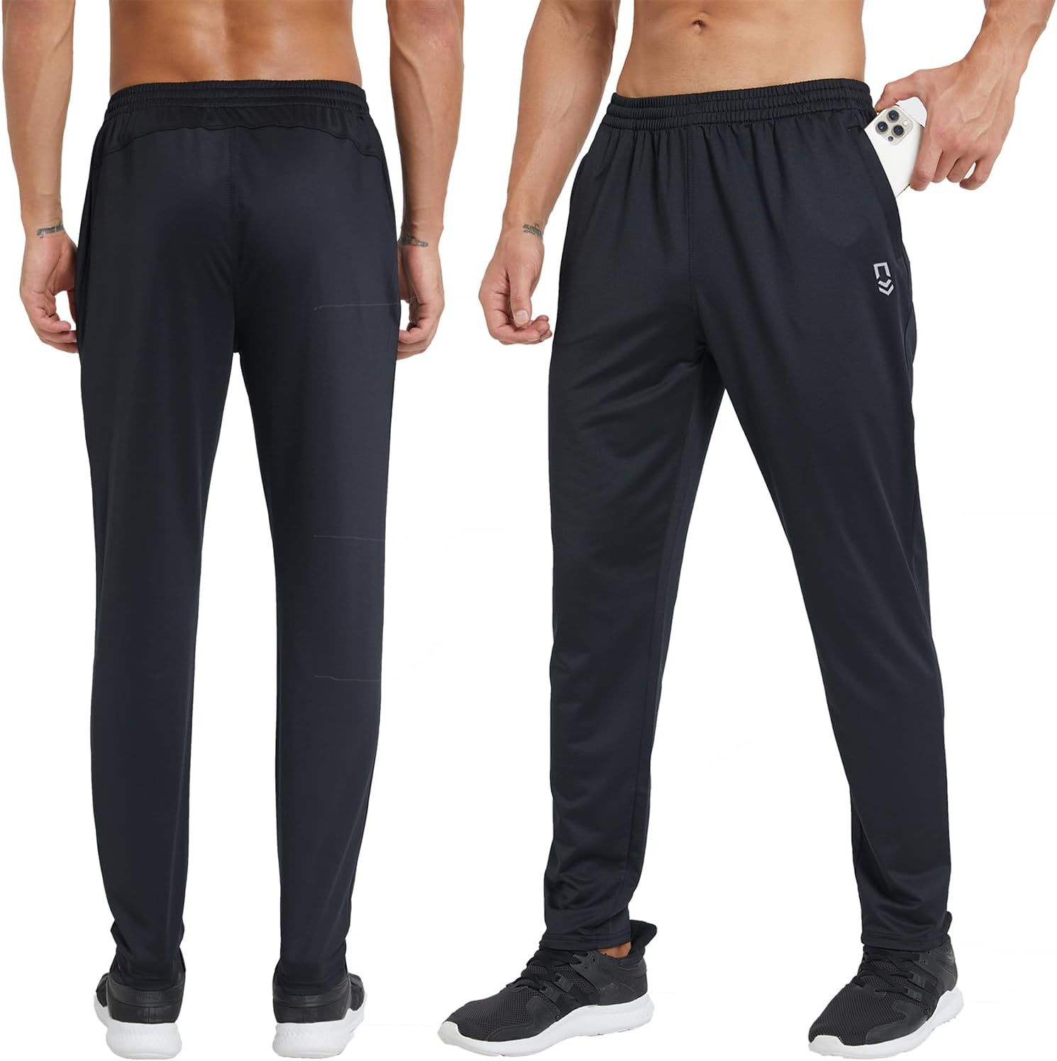 ZENGVEE Sweatpants for Men with Zipper Pockets Open Bottom Athletic Pants for Jogging, Workout, Gym, Running, Training image number 2