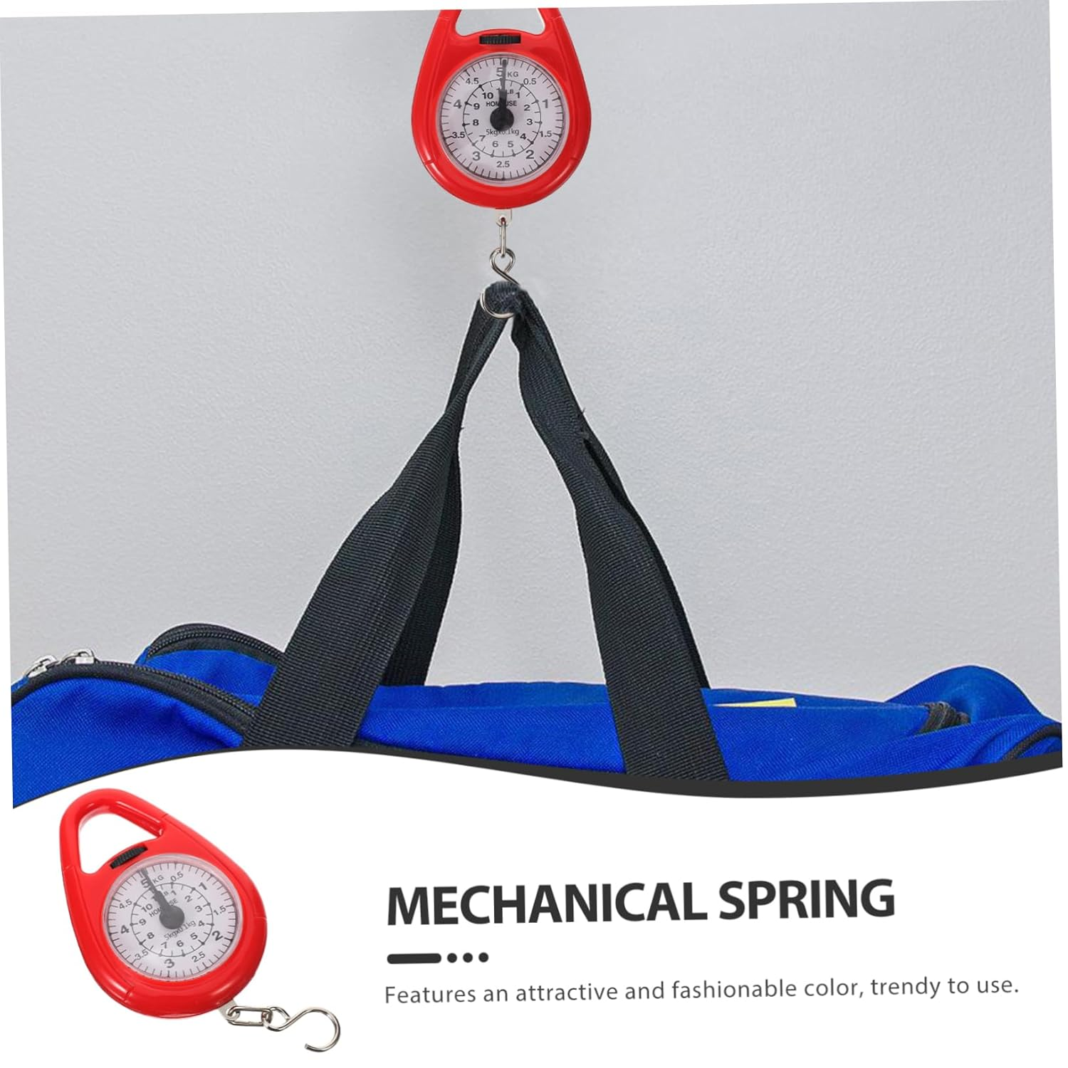 DECOMELODY Mini Spring Luggage Scale Portable Hanging Fish Scale with Hook for Travel and Fishing Small Handheld Analog Weighing Tool image number 1