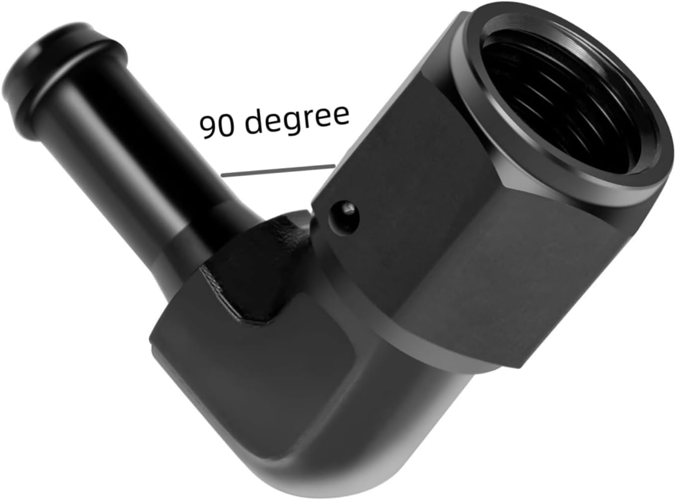 AN6 Female to 3/8 Barb Fitting Adapter 90 Degree Swivel Aluminum Oil Fuel Line Hose Connector (Black, 3/8) image number 2