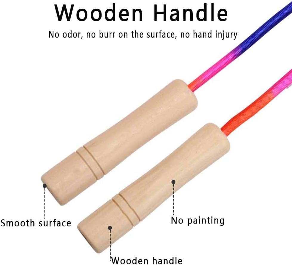 2Pcs Double Dutch Jump Rope, 16 Ft Adjustable Skipping Rope for Kids Adults, Wooden Handle Long Jump Rope, Multiplayer Jumping Rope for Fitness Outdoor Sport Training Exercise Weight Loss (Rainbow) image number 1