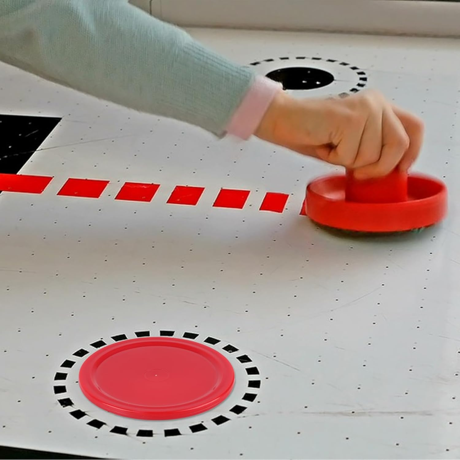 10 Pcs Air Hockey Pucks, 2.5 Inch Air Hockey Puck Set for Air Hockey Table, Red Home Air Hockey Heavy Replacement Pucks Parts Set for Game Tables Accessories, for Air Hockey Paddles and Pucks image number 5