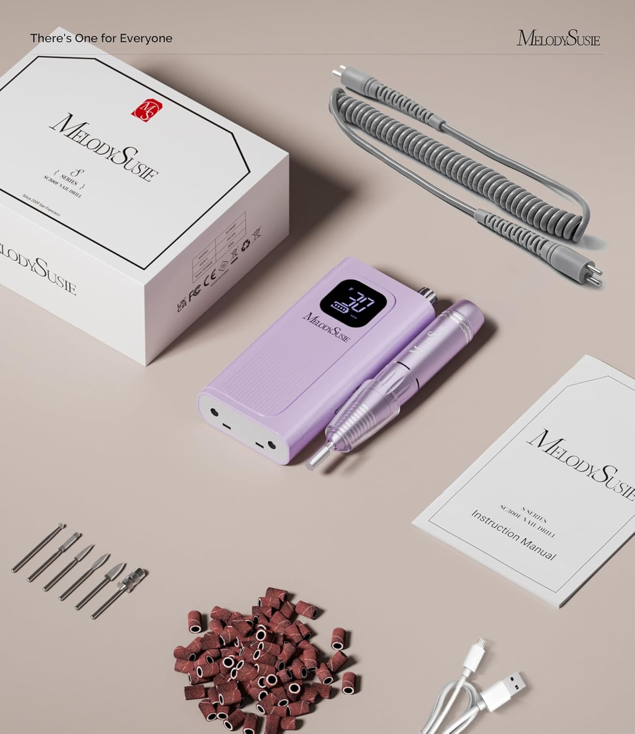 Melodysusie Professional Rechargeable Nail Drill 30000 RPM, Electric Nail File for Shaping, Removing & Polishing Gel Nails, Lightweight & Easy to Use, Ideal for Home & Salon Manicure Pedicure, SC300F image number 6