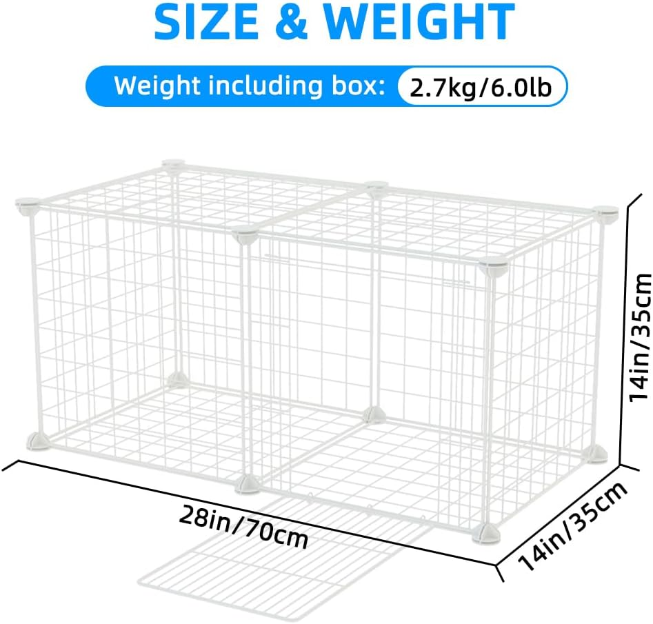 Small Animal Cage,Portable Metal Wire Mesh Outdoor & Indoor Pet House Cage with Tray Exercise Place Crate for Kitty,Puppy,Rabbits,Guinea Pig and Small Animals (White, 1 Door) image number 3