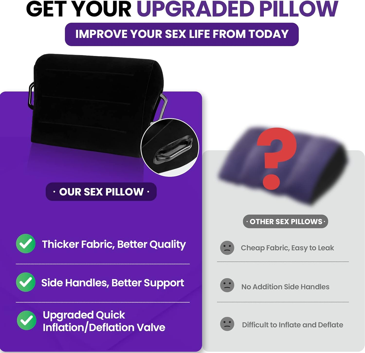 Sex Position Pillow for Adults Sex Toys Sex Furniture Sex Pillow Sex Products for Adult Couples Inflatable Pillow Bedroom Men Women (Black) - Blue image number 5