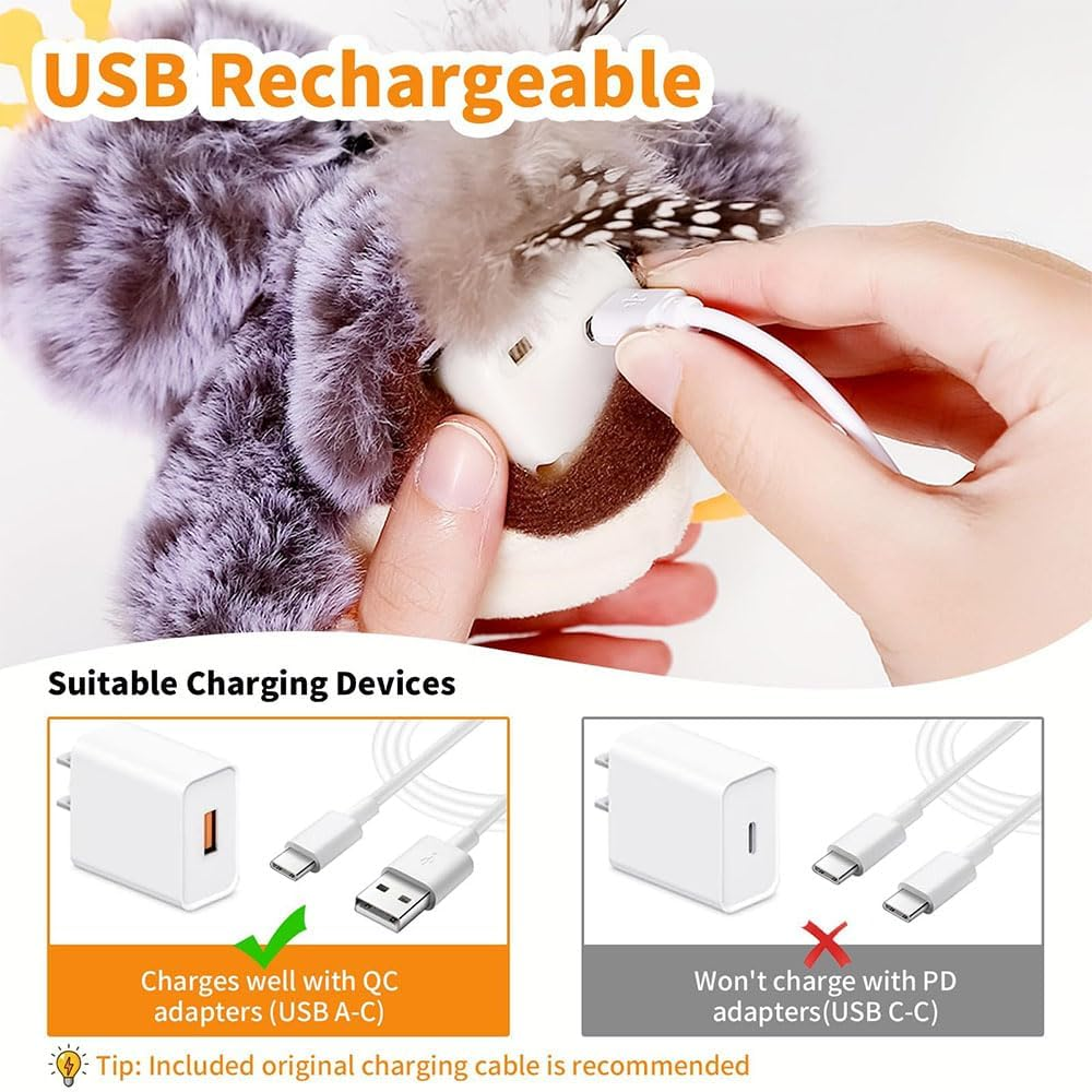 Piper Tomi Interactive Cat Toy - Touch Activated Chirping Bird with Flapping Wings - Kitten Toy with Remote (2Pcs) image number 2