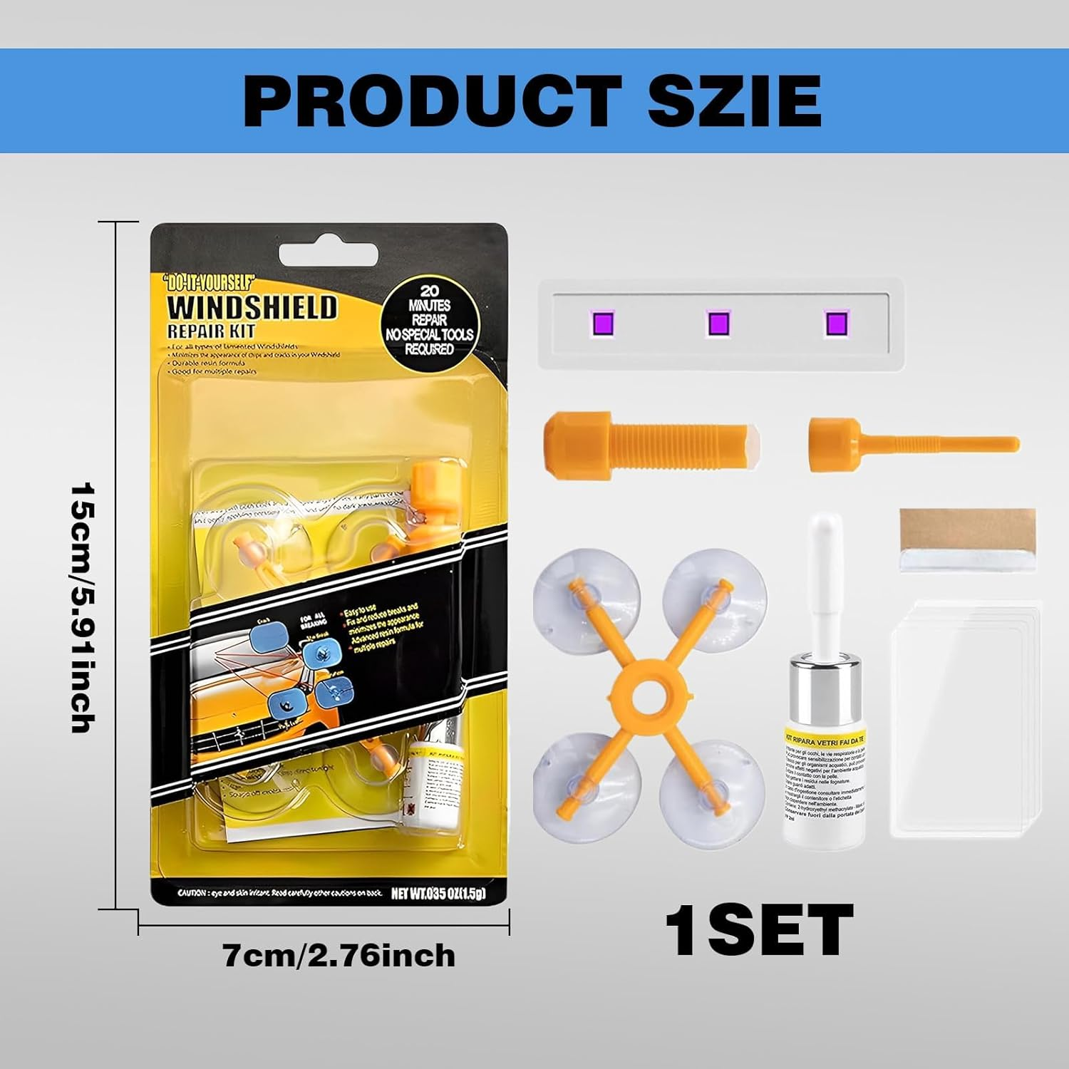 Windscreen Repair Kit, 1 Set Windshield Repair Kit Crack, DIY Glass Repair Kit, Automotive Glass Nano Fluid Windshield Crack Repair Kit for Chips, Cracks, Used for Repairing Chips, Cracks image number 1