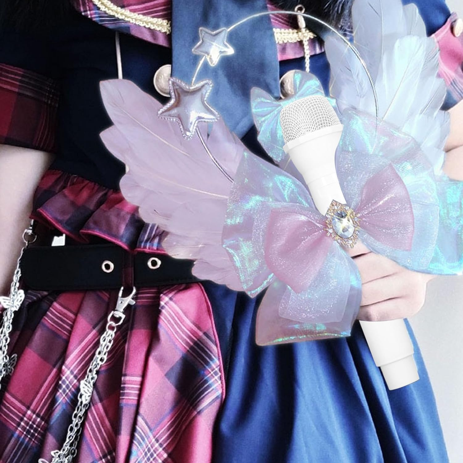 Fake Microphone Prop, Plastic Karaoke Fun Stage Costume Prop, Simulated Microphone, for Karaoke Fun or Costume Prop (White) image number 3