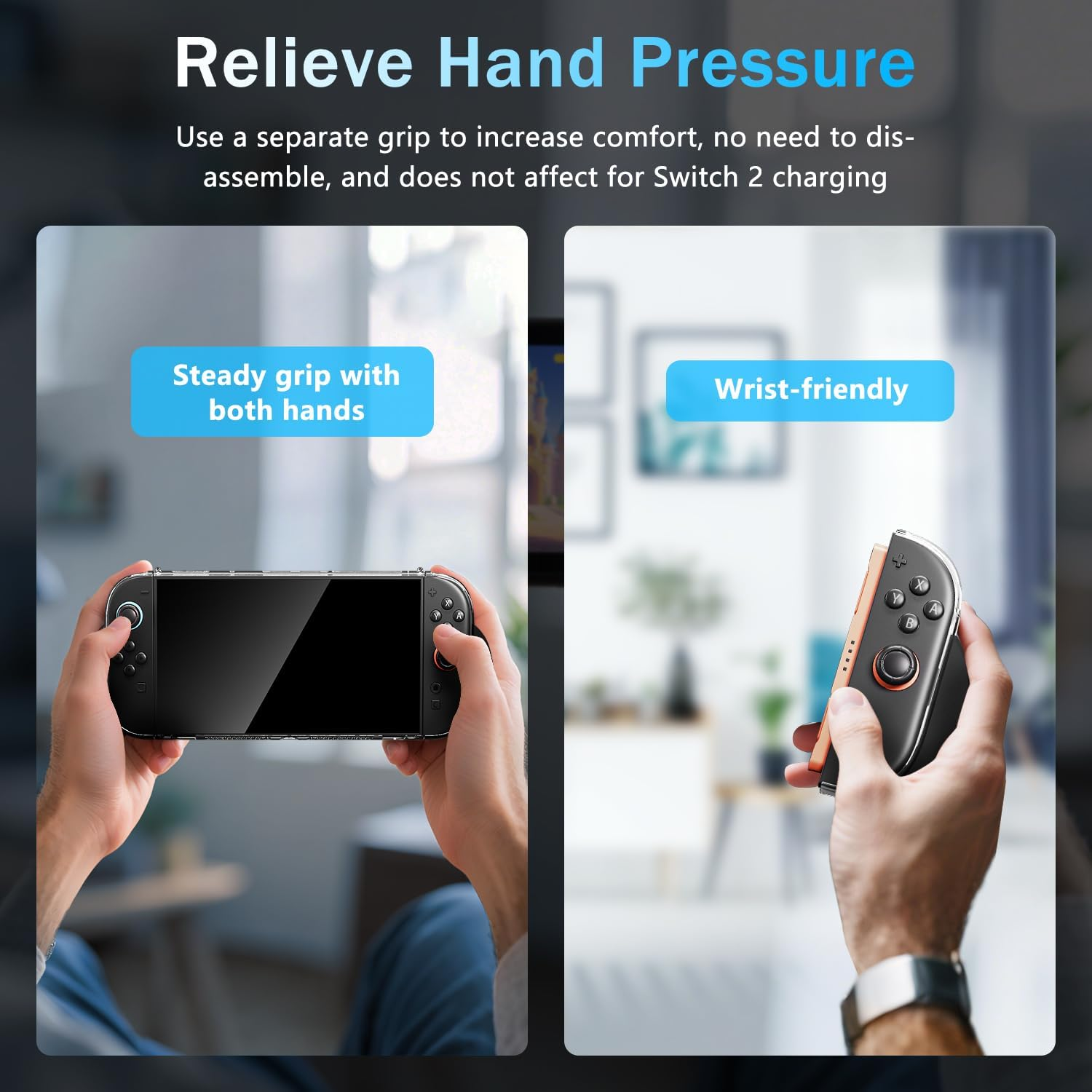 ALAFLY Clear Case with Ergonomic Joycon 2 Grip(3 Pairs) for Nintendo Switch 2, Durable&Strong PC Protective Cover, Comfort Replaceable Grips [To Fit All Hands Sizes] for Joy-Con Controller image number 4