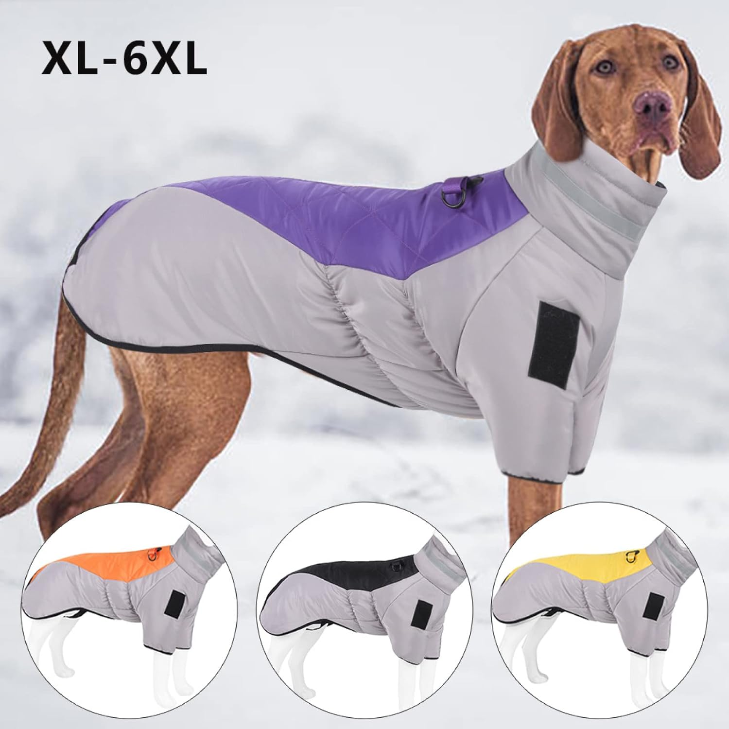Outdoor Waterproof and Windproof Large Dog Coat Winter Warm Large Dog Clothes Coat French Bulldog Greyhound Vest Turtleneck Dog Coat,Black,6Xl image number 3