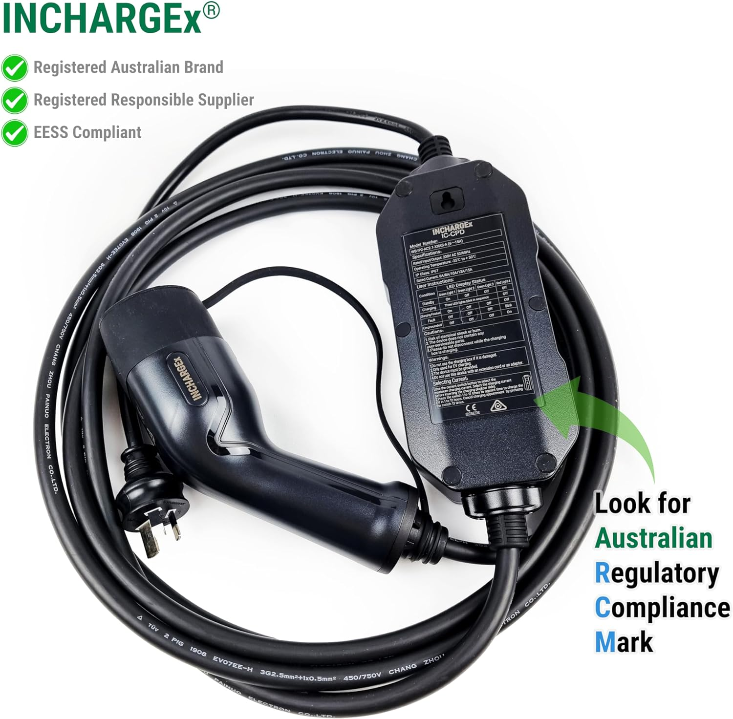 Portable EV Charger 15A Type 2 Adjustable 15 Amp 3 Pin Australia Plug to Type2 5 Metres Max Power 3.4Kw Fit Tesla Model Y Tesla Model 3 BYD MG EV UMC Replacement image number 4