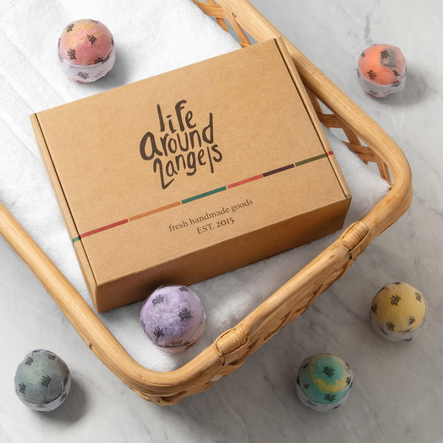 Lifearound2Angels Bath Bombs Gift Set 12 USA Made Fizzies, Shea & Coco Butter Dry Skin Moisturize, Perfect for Bubble Spa Bath. Handmade Birthday Mothers Day Gifts Idea for Her/Him, Wife, Girlfriend image number 5