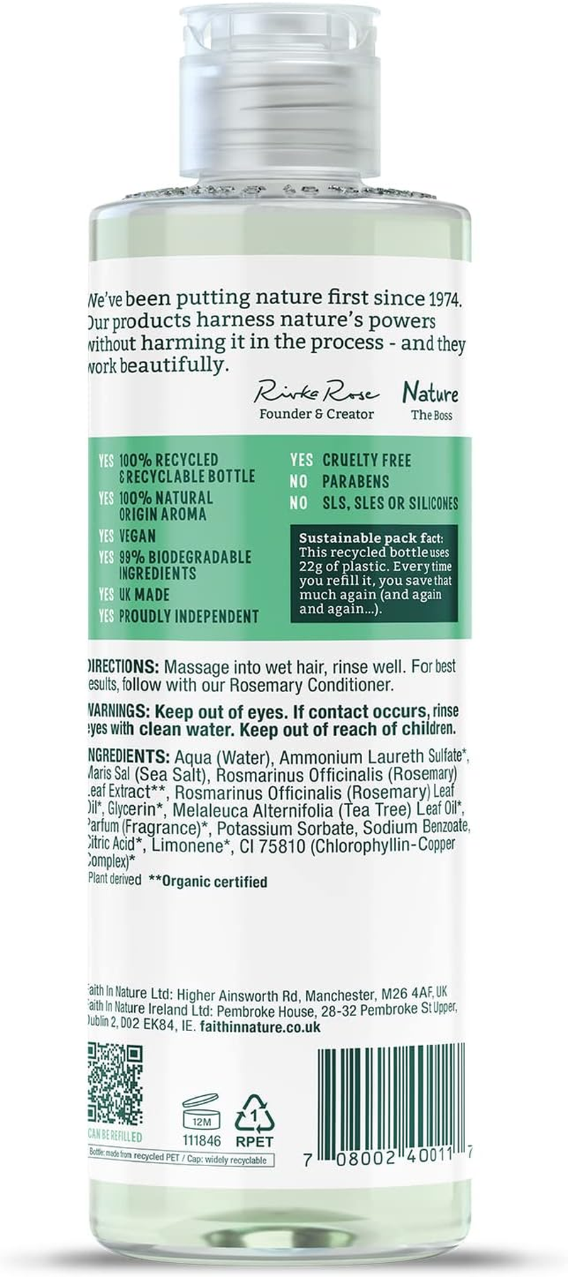 Faith in Nature Vegan Rosemary Shampoo 1 X 400Ml image number 1