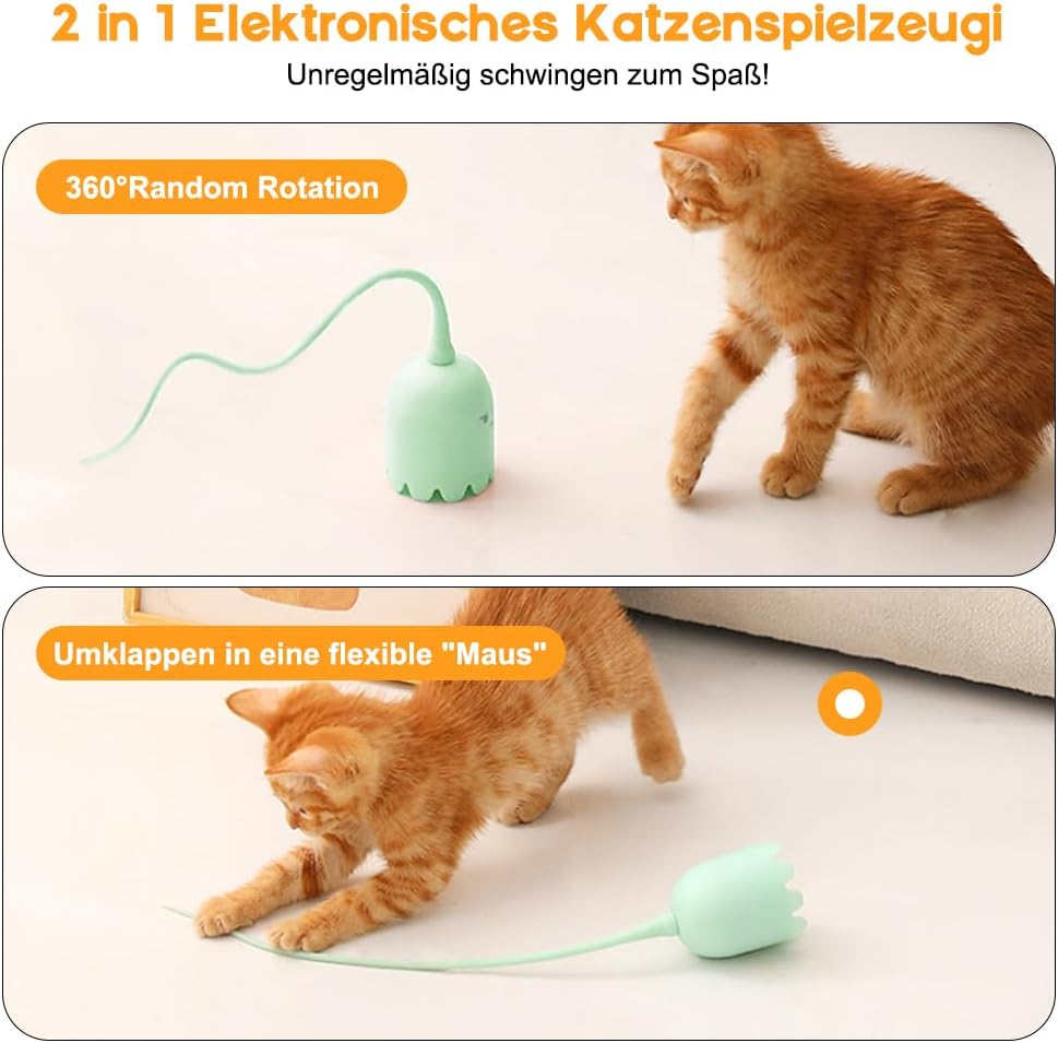 CEWROM Electric Cat Toy, Interactive Cat Toy, Self-Employment with Silicone Tail, Cat Toy for House Cats, Rechargeable Irregular Moving Cat Toy image number 2