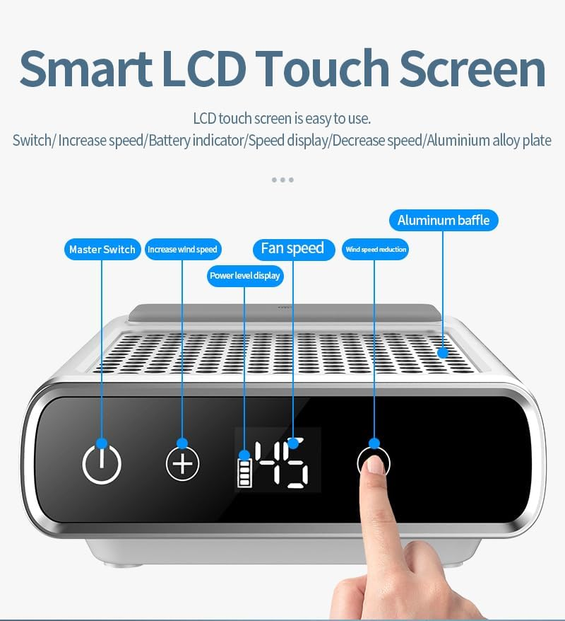 Nail Dust Collector, 80W Rechargeable Nail Extractor, Vacuum Portable Acrylic Nail Dust Cleaner, Fan Speed 4500 RPM, Perfect for Home Salon Use, Low Noise image number 1