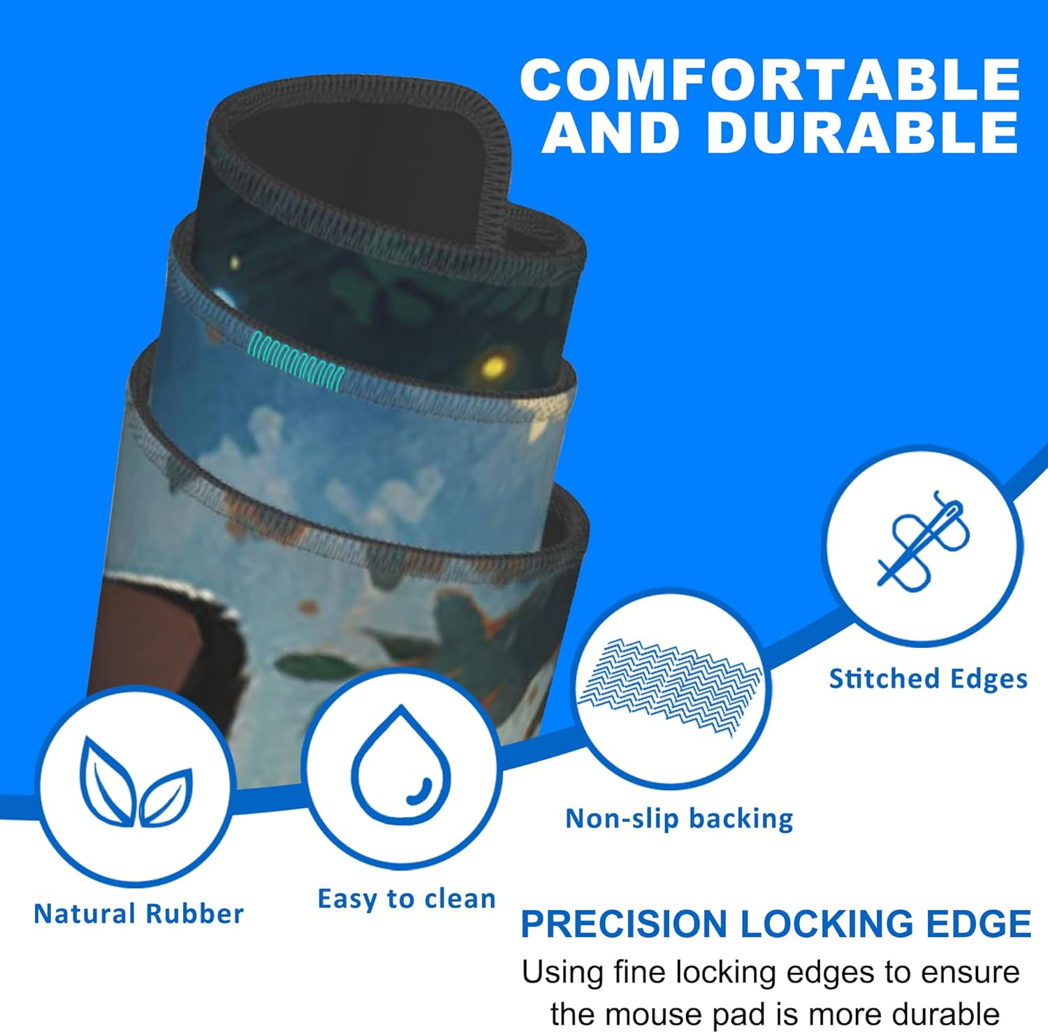 Desk Pad, Anime Cute Black Cat Extended Gaming Mouse Pad Large, 31.5"X11.8" Big Mouse Pad with Non-Slip Base and Stitched Edge, Long Computer Keyboard Mouse Mat for Home Office Work image number 2