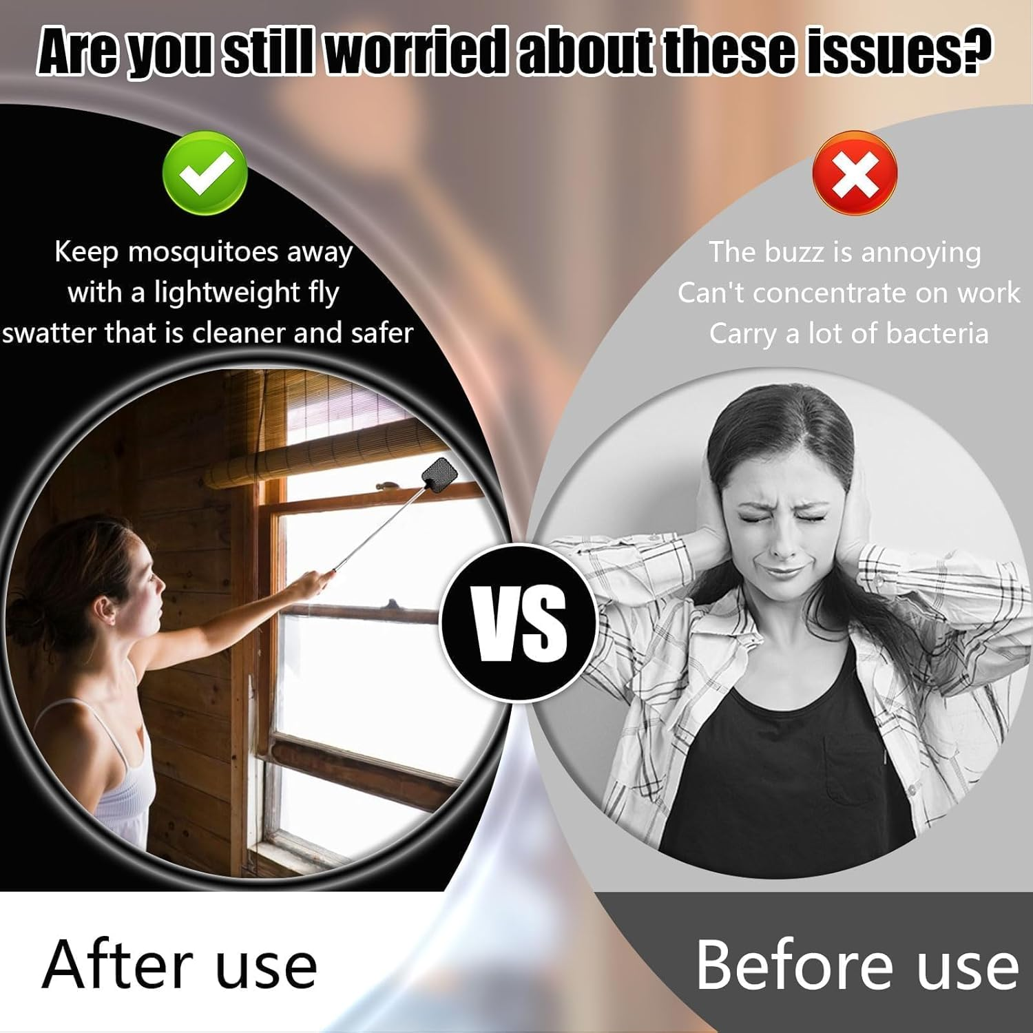 Fly Swatters, 4 Pcs Extendable Fly Swatter, Plastic Fly Swatter for Indoor, Outdoor, Classroom, Office (4 Colors,4 Pcs) image number 1