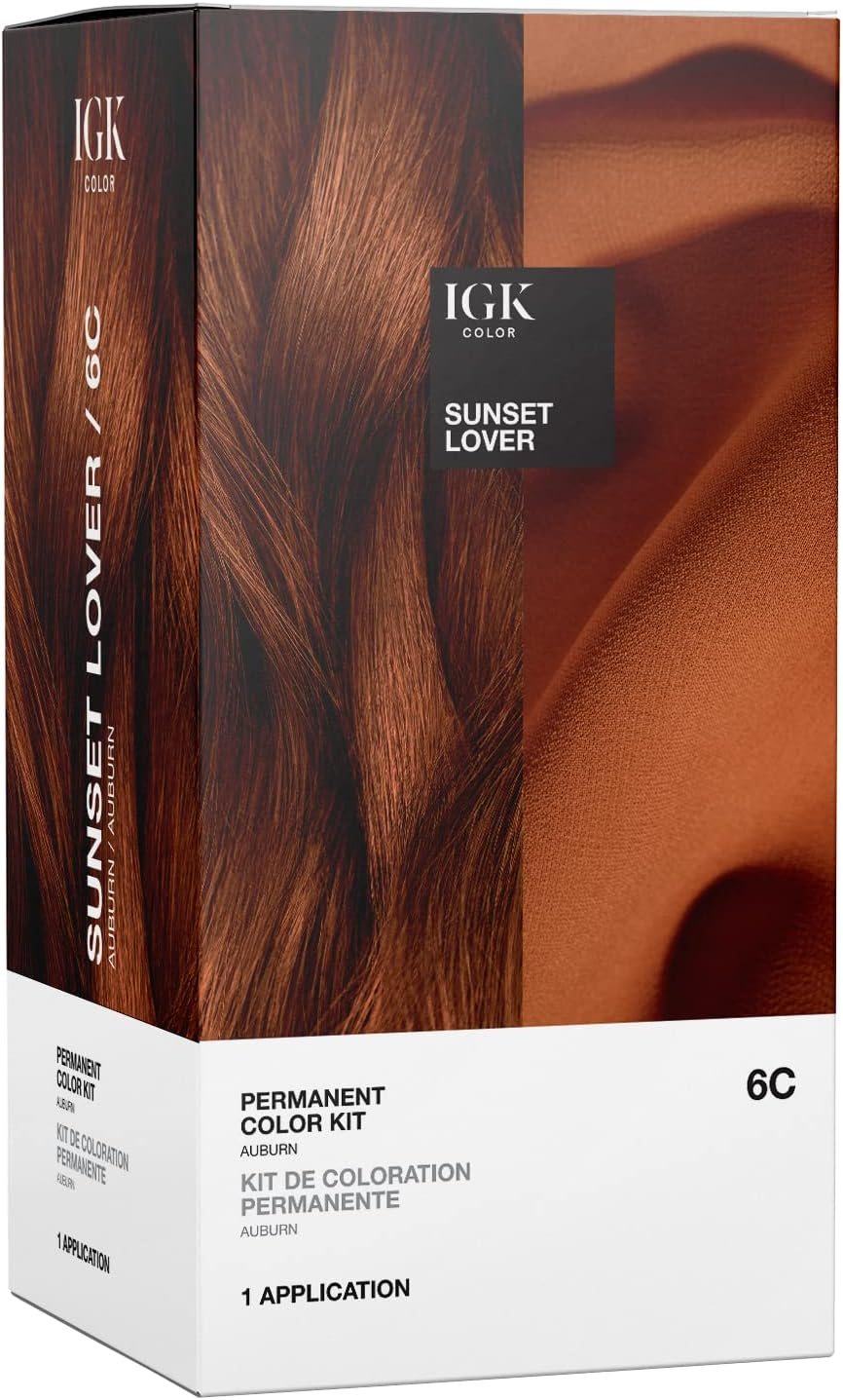 IGK Permanent Color Kit HOT CHESTNUT - Warm Golden Brown 5G | Easy Application + Strengthen + Shine | Vegan + Cruelty Free + Ammonia Free | 4.75 Oz