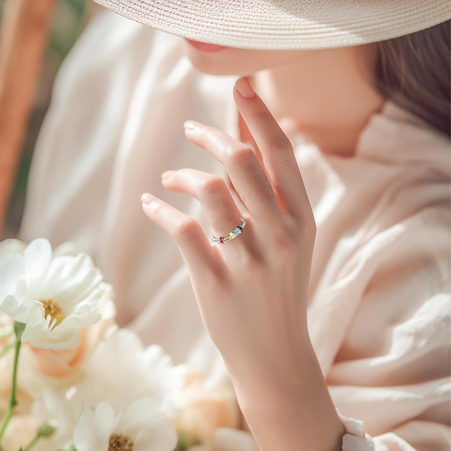 TEAONE Fidget Ring, 4 PCS Adjustable Spinner Ring for Jewelry Gift (4 Styles) image number 3