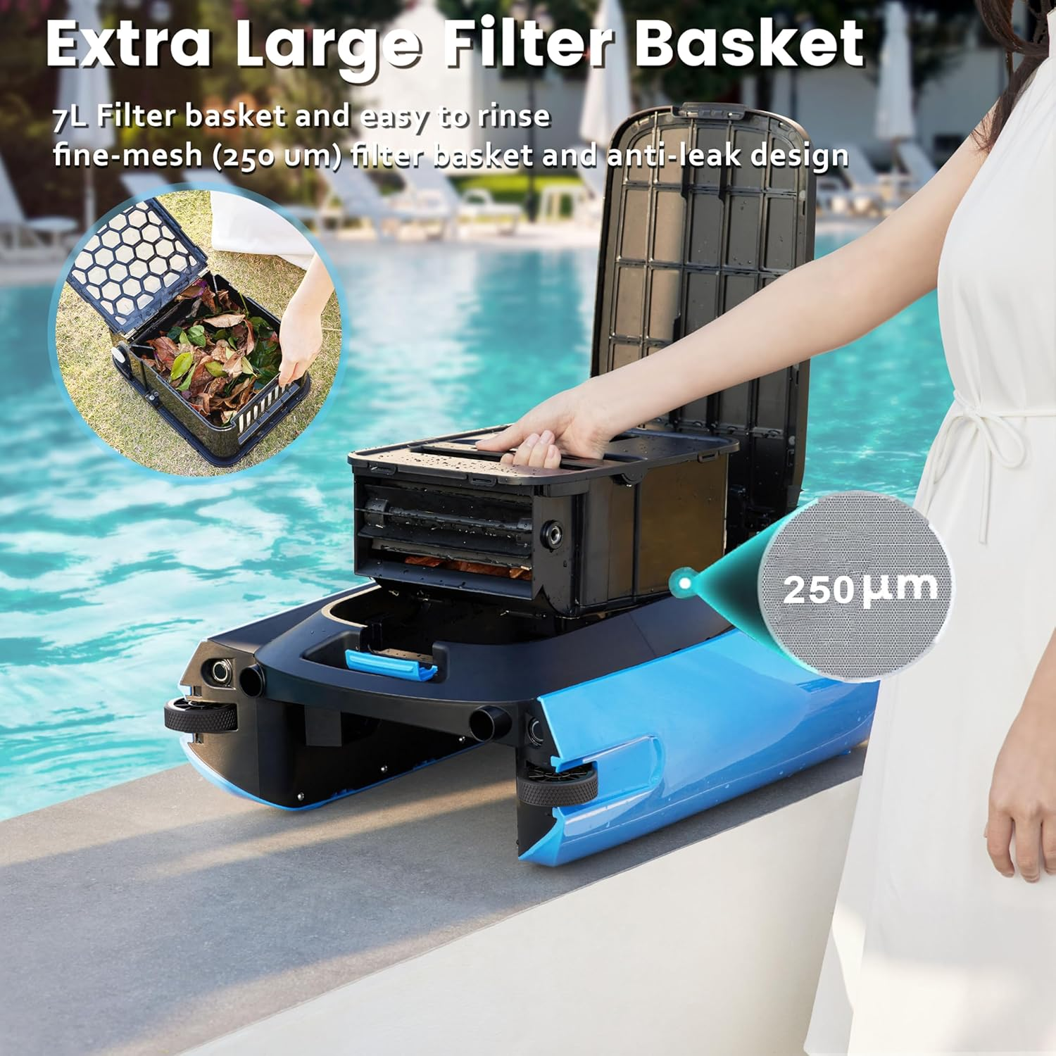 Keenray Solar Pool Skimmer Robot Surface Cleaner, Automatic Cordless Robotic Pool Skimmer with up to 50 Hours Continuous Cleaning Robotic Pool Cleaner with Remote Control for Swimming Pool (Blue) image number 5