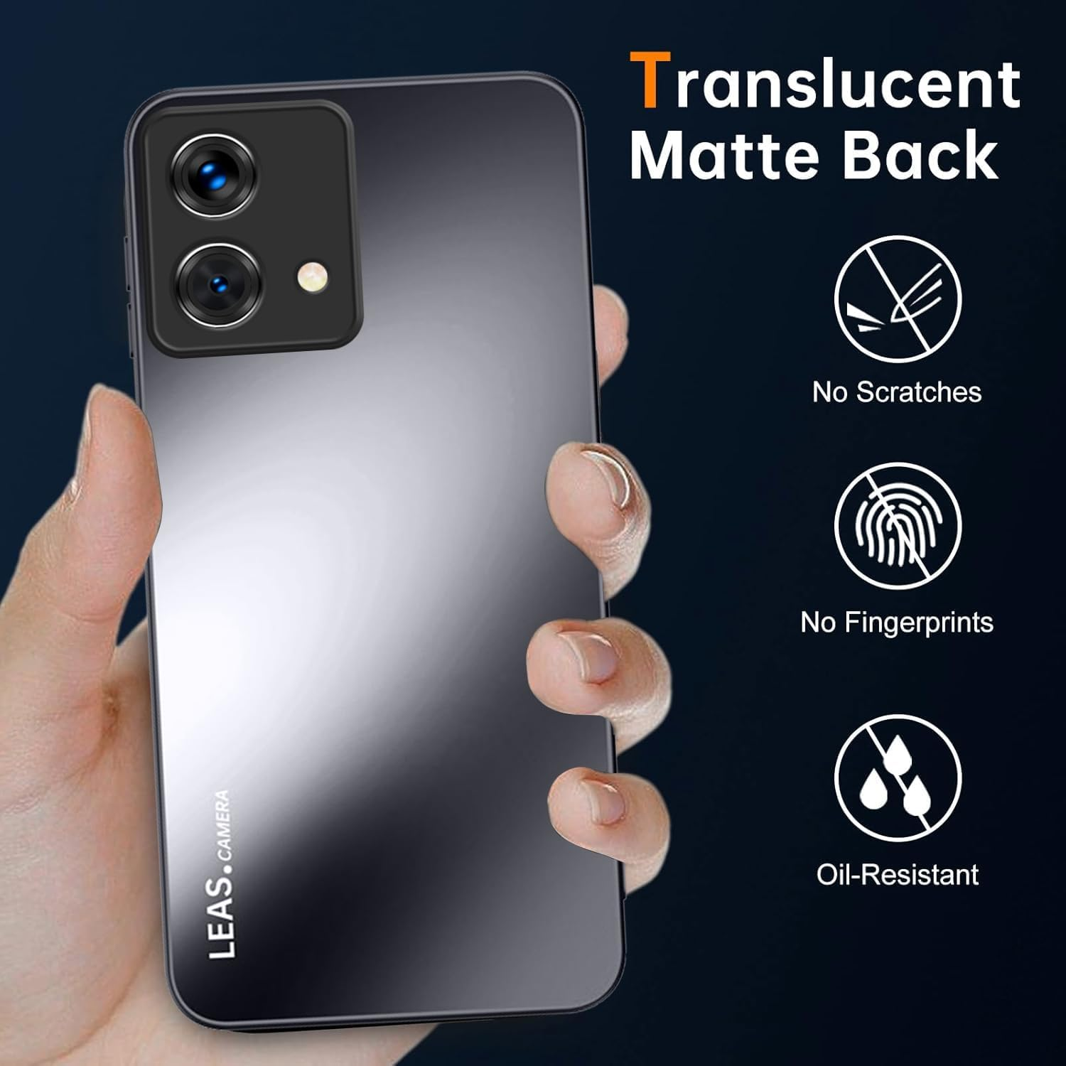 HAOYE Mobile Phone Case for Motorola Moto G84 5G Matte Frosted Case, Slim Non-Slip Shockproof Protective Case, Anti-Fingerprint Full Protection - Black image number 4
