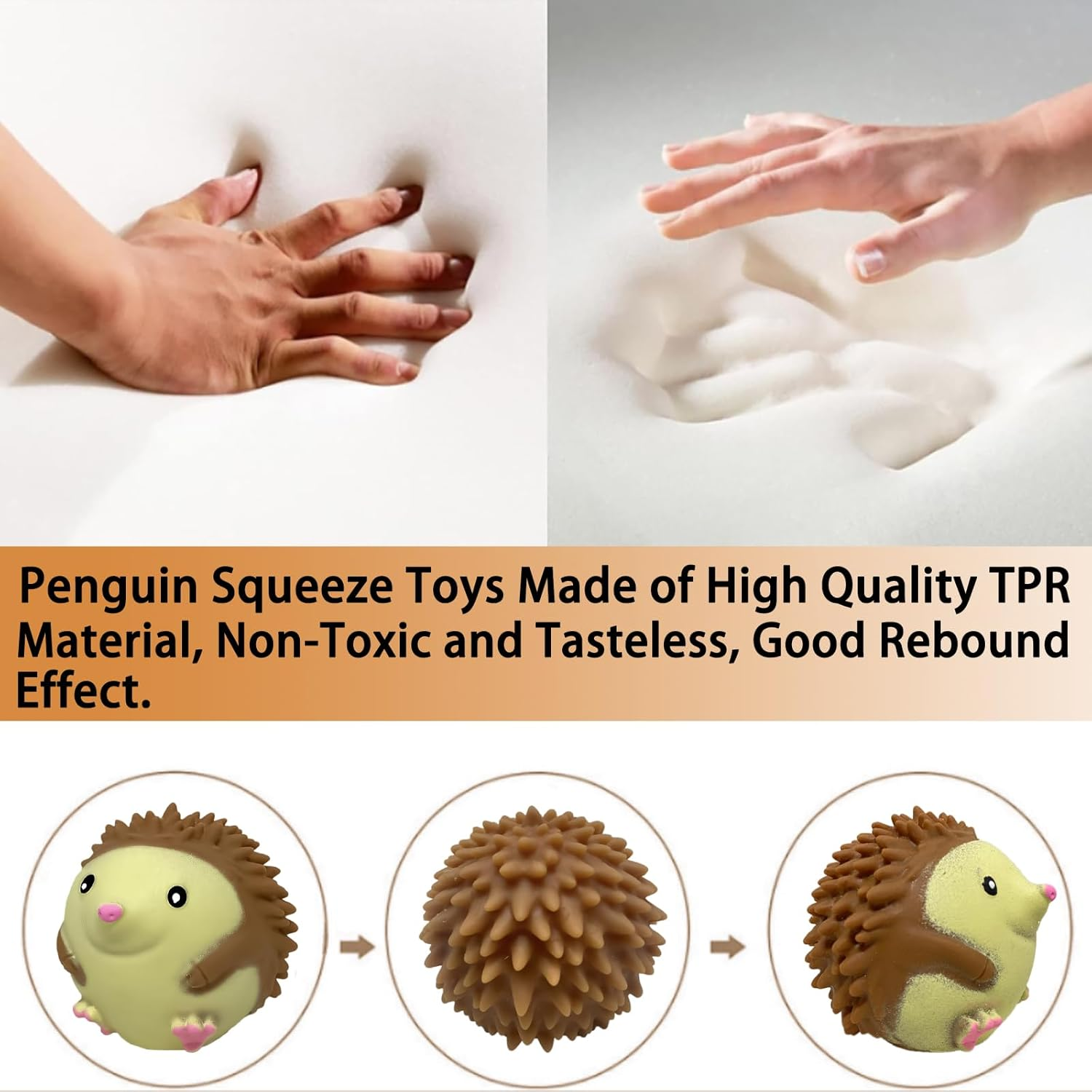 Hedgehog Squishy Stress Balls for Kids and Adults, Stretchy Stress Relief Ball Squeeze Toys, Soft Dough Balls, Squeeze Ball Squishy Toys for Party Favors Birthday Gifts, Easter Basket Stuffers image number 5