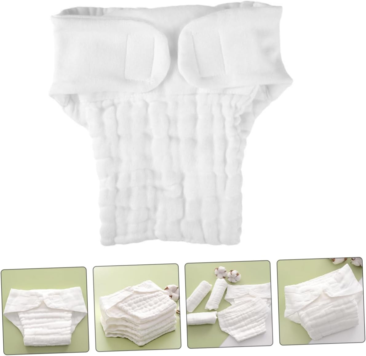 5Pcs Newborn Nappies Reusable Cloth Diaper Inserts Soft Absorbent Cotton Nappy Pads Liners Cloth Insert image number 6