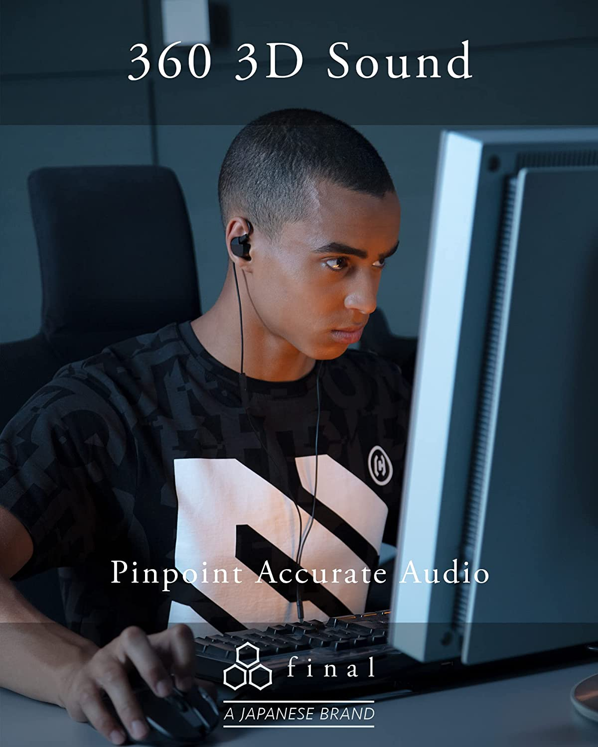 Final VR3000 Gaming Headphones for Immersive, Spatial Environments - Open World Adventure, Virtual Reality - In-Line Microphone and Control - Black image number 1