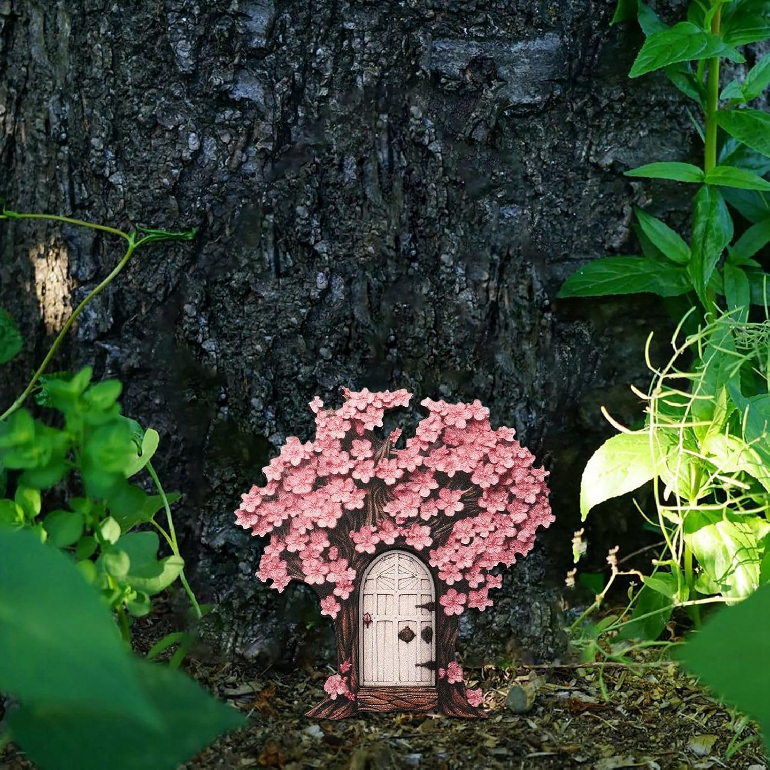 1 Pcs Enchanted Fairy Door for Garden - Whimsical Gnome Door Miniature, Magical Tree Trunk Decor, Adorable Fairy House Accessories & Garden Ornaments image number 4