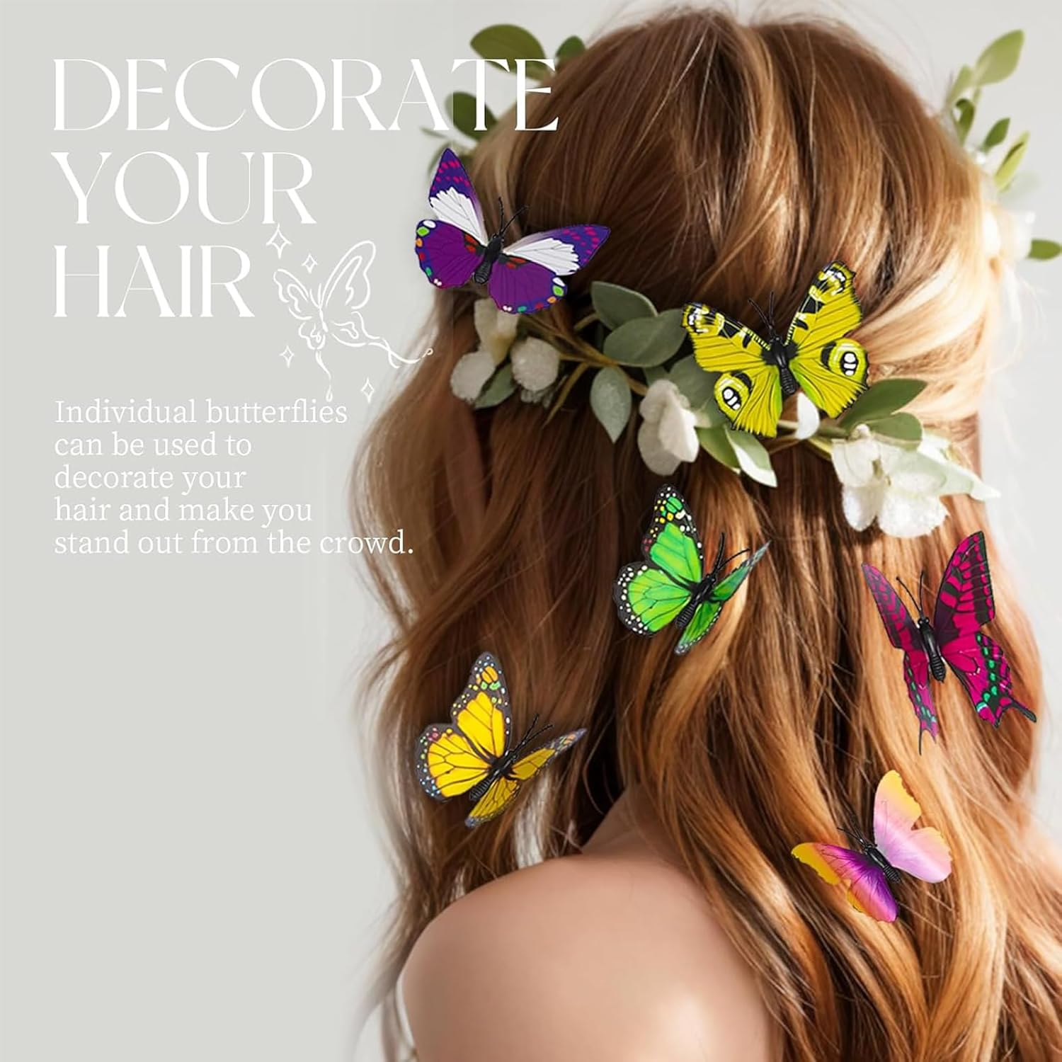 Zalizr 100 Pcs Colorful Butterfly Garden Stakes, PVC Waterproof 3D Butterfly Yard Decorations, Party Supplies for Indoor & Outdoor Use, Patio, Plant Pots, Christmas Garden Decor image number 2