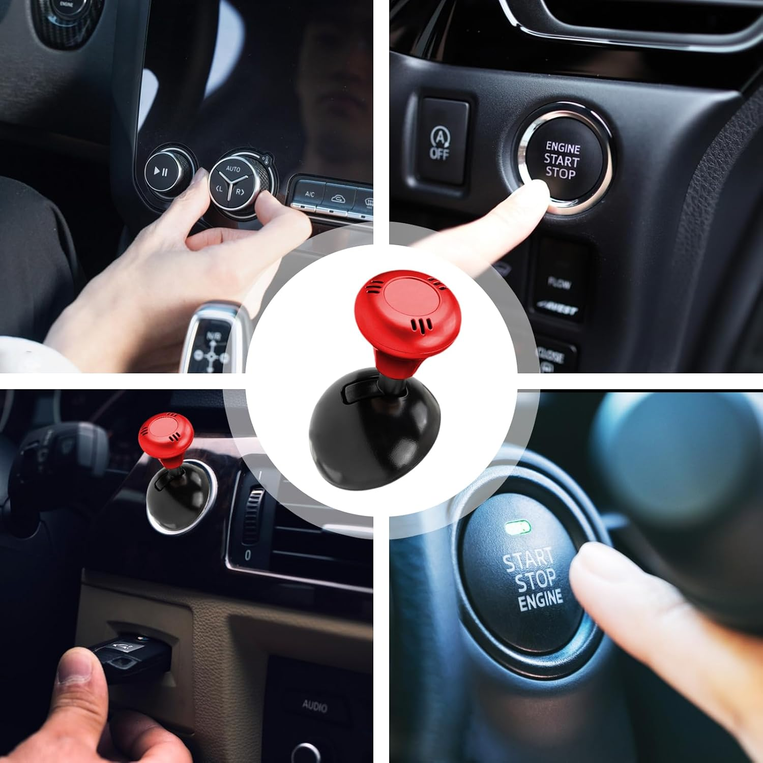 Car Push to Start Button Joystick | Cool Car Push to Stop Button Cover - Automotive Replacement Pushbutton Part for Trailer Truck Pickup Sedan Vehicle Control Use in Multiple - Red image number 5