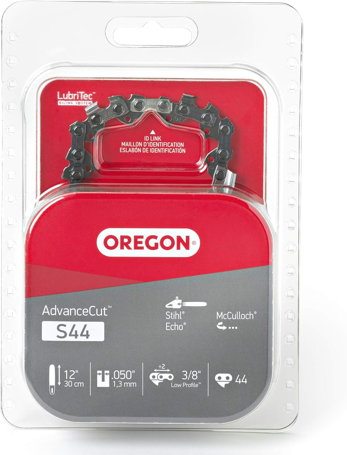 Oregon S44 Advancecut Replacement Chainsaw and Pole Pruner Saw Chain for 12-Inch Guide Bars, 44 Drive Links, Pitch: 3/8" Low Vibration, .050" Gauge, Fits Various Stihl Models, Grey