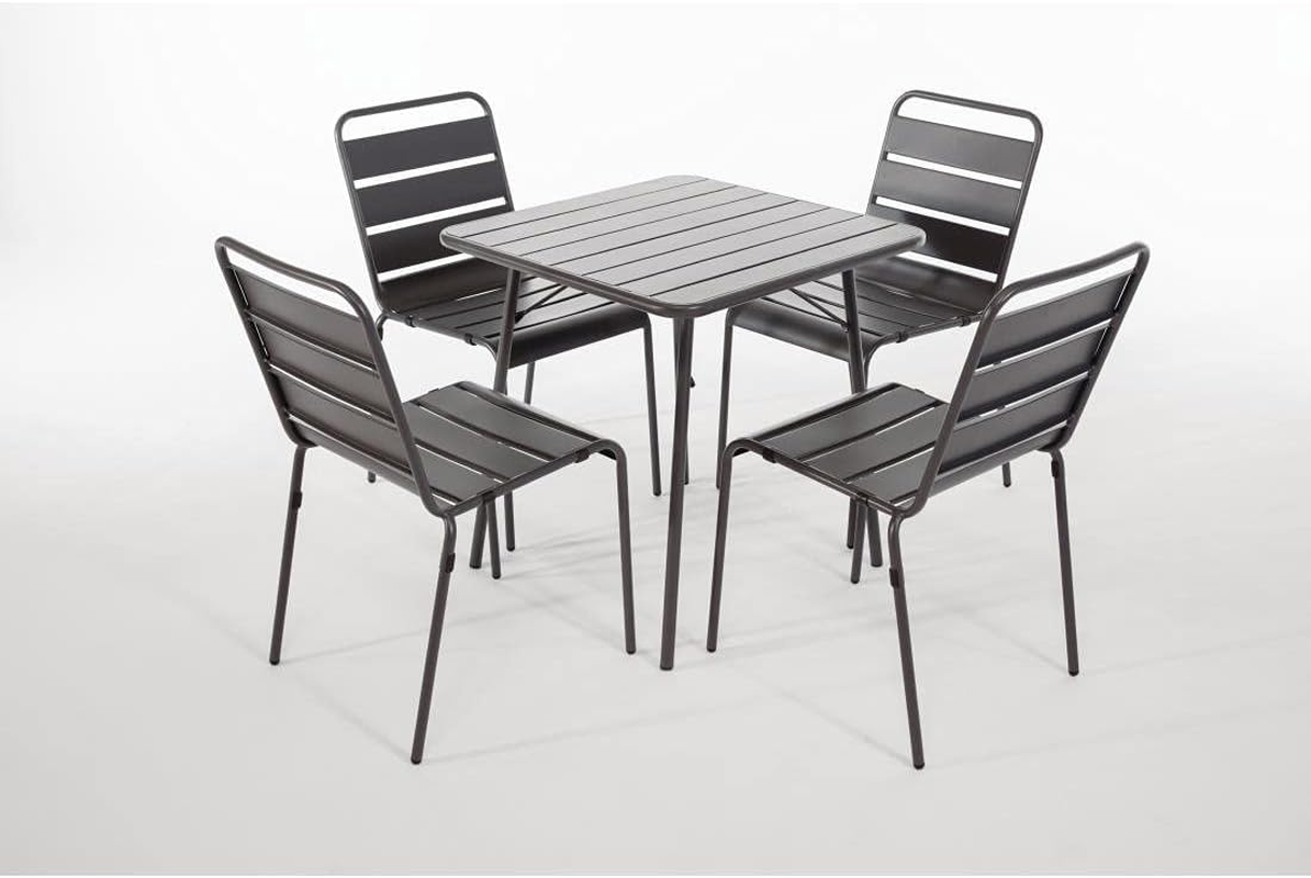 Bolero Steel Slatted Square Folding Bistro Table, 700 Mm Length, Grey image number 4