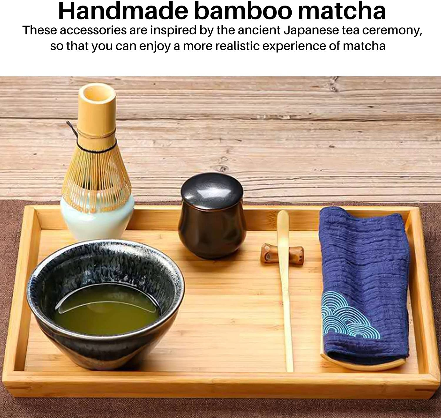 Japanese Matcha Tea Set(3 Pcs) - Matcha Bamboo Whisk Tea Spoon,-Tea Ceremony Kit image number 6