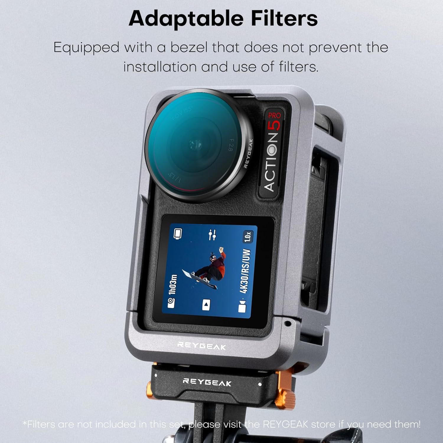 REYGEAK Ultralight Metal Cage for DJI Action 5 Pro/4/3 Aluminum Protective Housing Frame with 1/4 Screw, Cold Shoe, Quick Release Adapter Mount with Dual-Claws for DJI Osmo Action Accessories