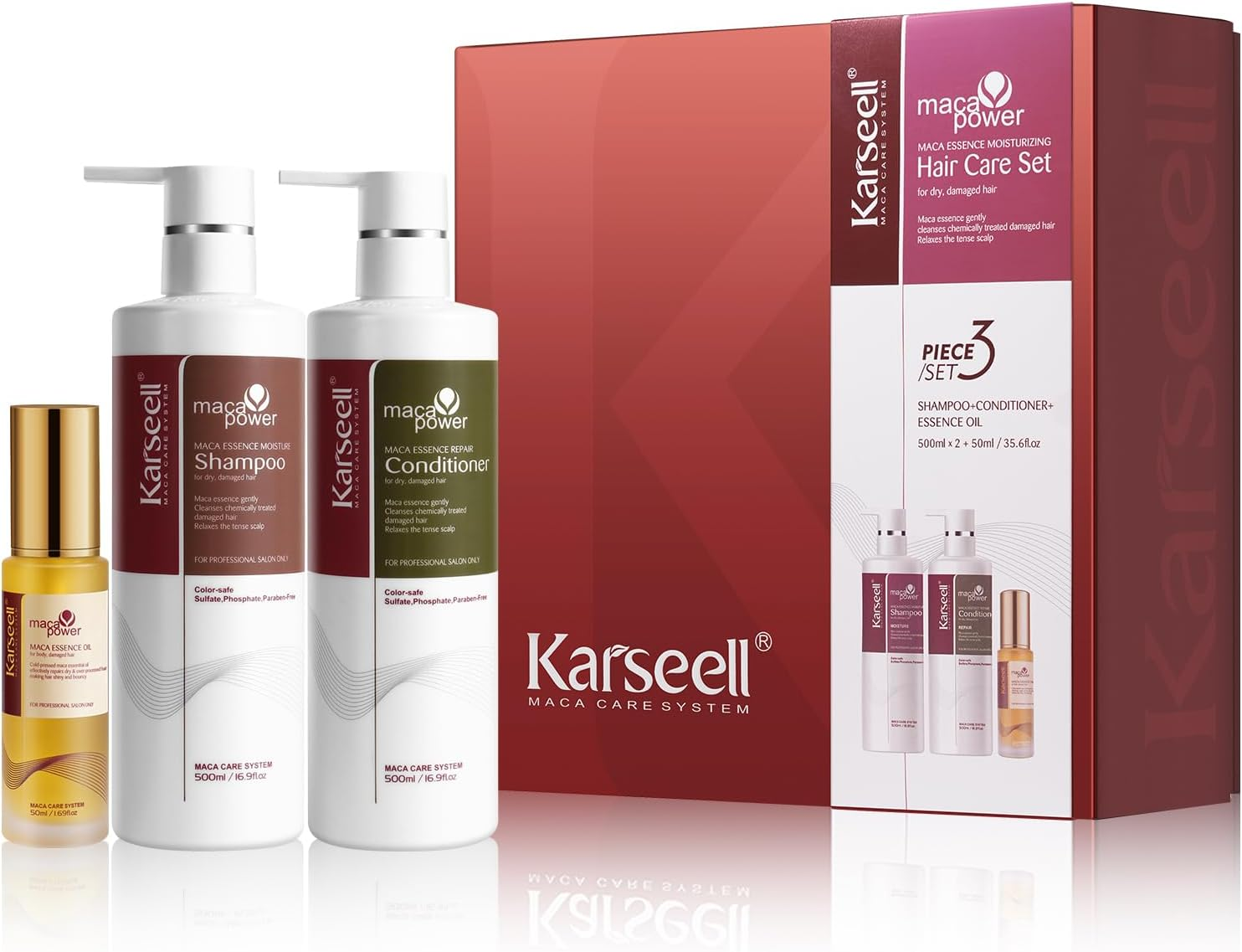 Karseell Collagen Hair Treatment Hair Care Set, Hair Oil Shampoo and Conditioner Set for Dry Damaged Hair All Hair Types 2 X 16.9Fl.Oz + 1.69Fl.Oz image number 4