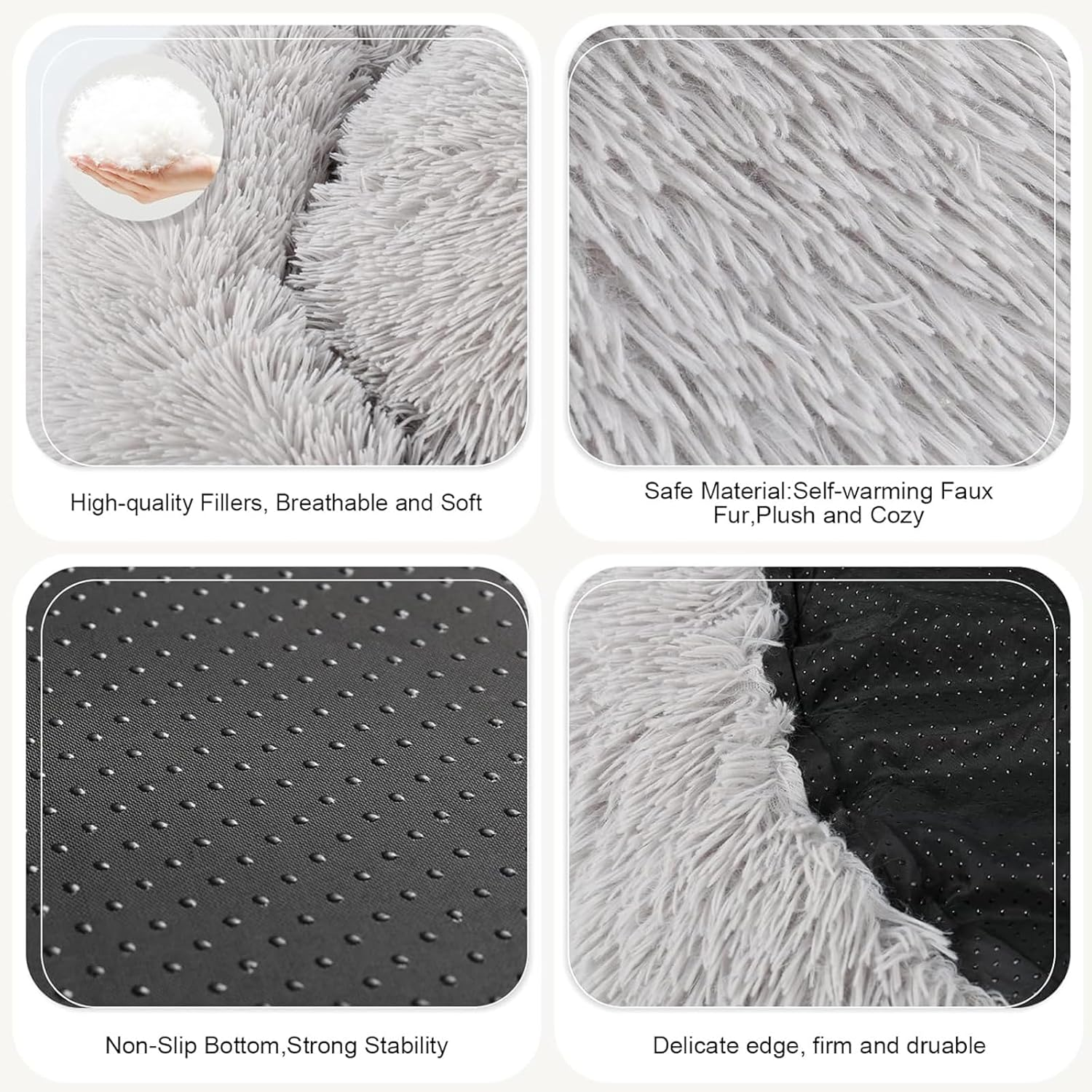 Roolisspa Calming Dog Bed Donut anti Anxiety Fluffy Bed for Small Medium Dog and Cat - Relieve Anxiety and Promote Restful Sleep image number 1