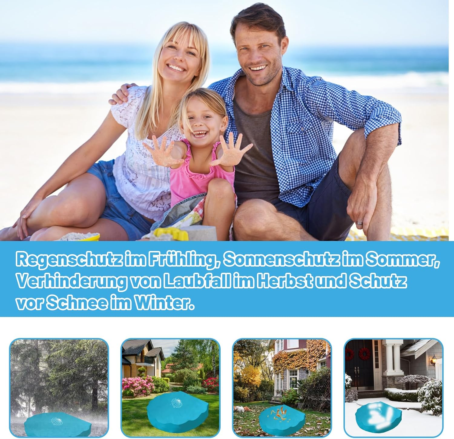 Elevapulse Sand Shell Cover 100 X 15 Cm, Waterproof Sandpit Tarpaulin with Lid for Shell Sandpit XXL, Perfect Protection for Outdoor Sand Shells and Playgrounds image number 3