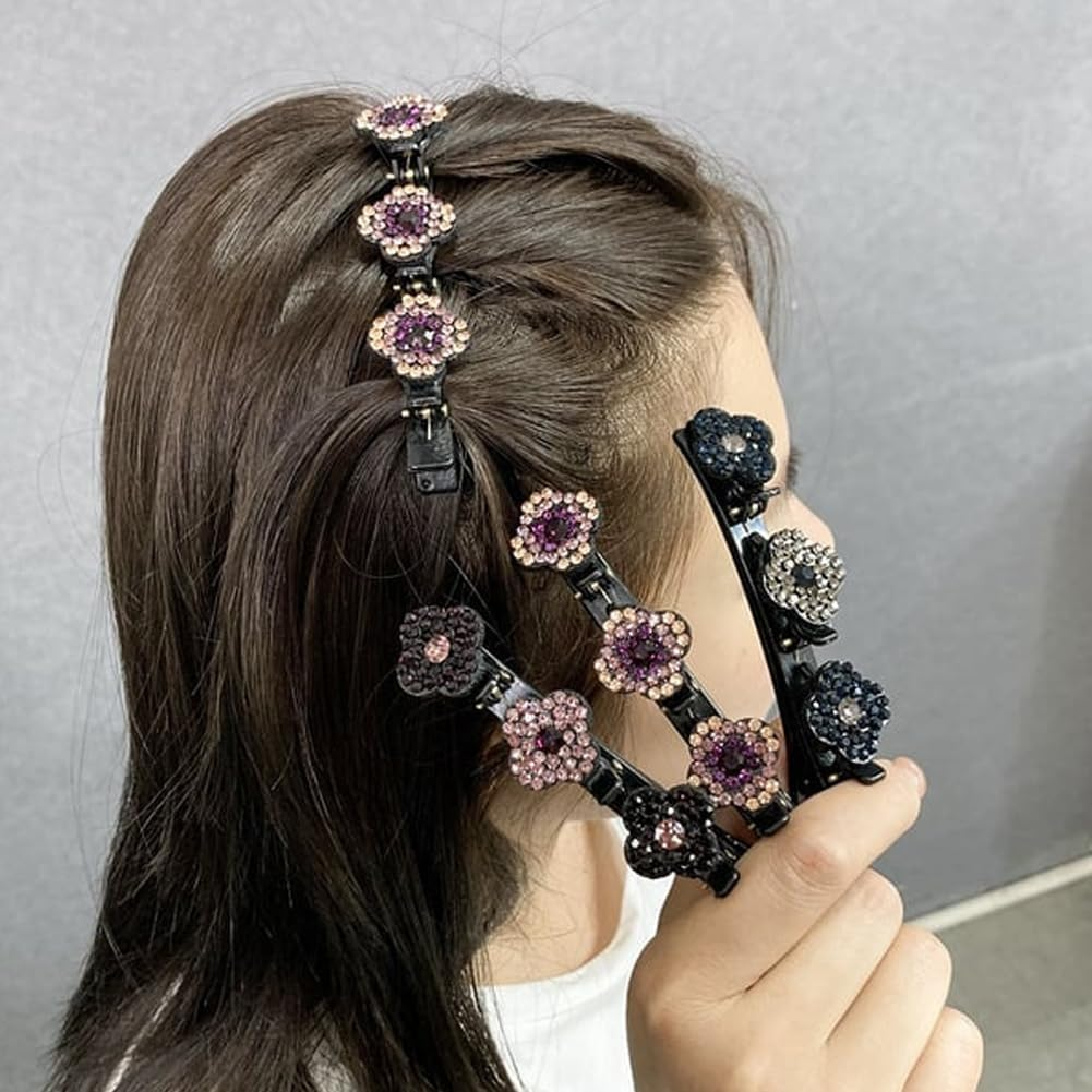 Braided Hair Clips, Sparkling Crystal Stone Braided Hair Clips, Braided Hair Clips for Women, Crystal Stone Braided Hair Clips for Thick Thin Hair Styling Sectioning (A+B+C, 12P)