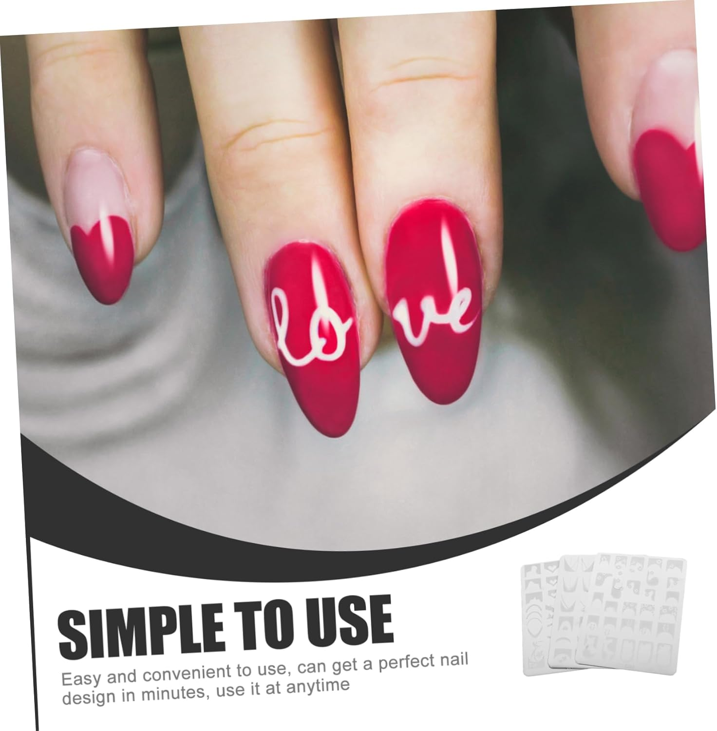 BIUDECO 3-Piece Nail Art Stamping Plates Set Stainless Steel Nail Stencils for Manicure Random Designs For image number 3