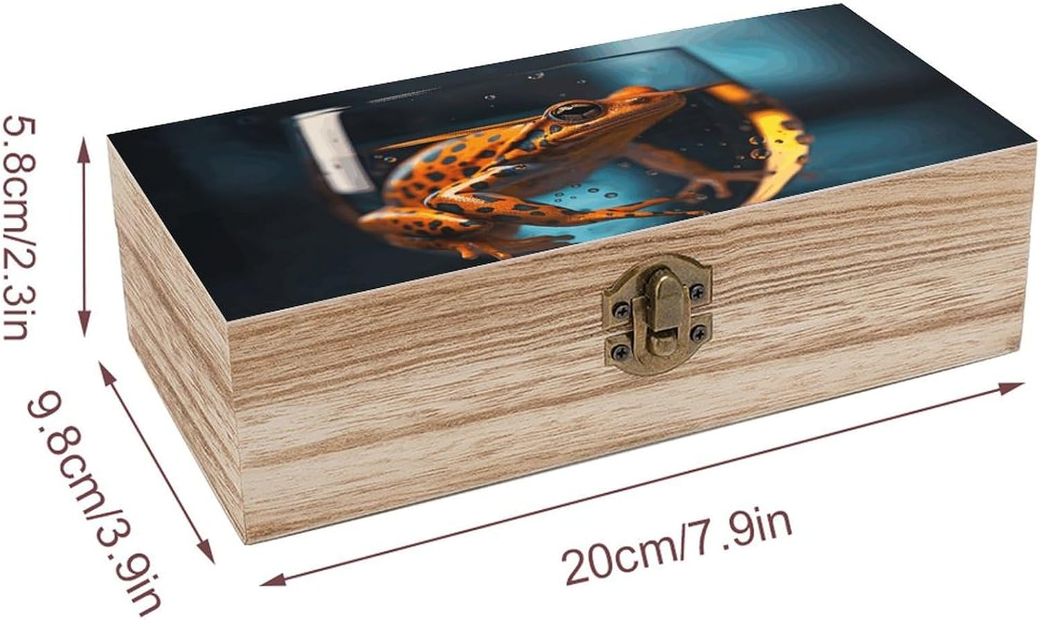 Frog in the Glass Wooden Box Wood Wedding Keepsake Boxes with Lids Small Decorative Boxes Lightweight Wooden Memory Storage Box for Crafts Keepsakes Jewelry Photo Letter Storage image number 6