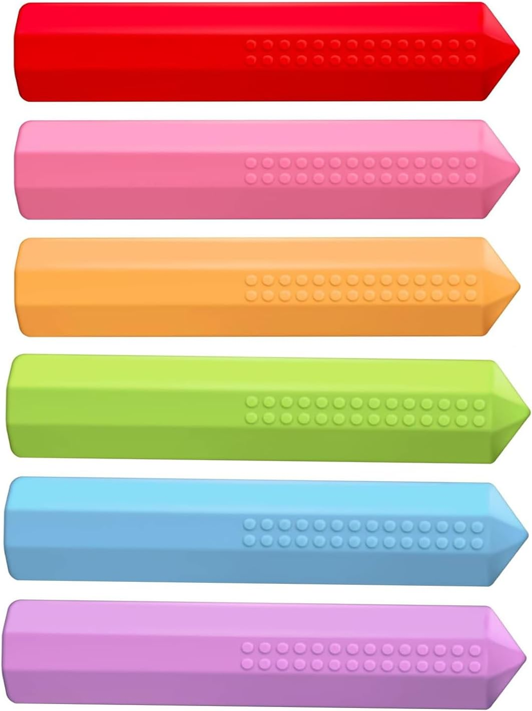 6 Pencil Caps Chewable Pencil Pencil Caps (Red, Pink, Orange, Purple, Blue, Green) image number 5