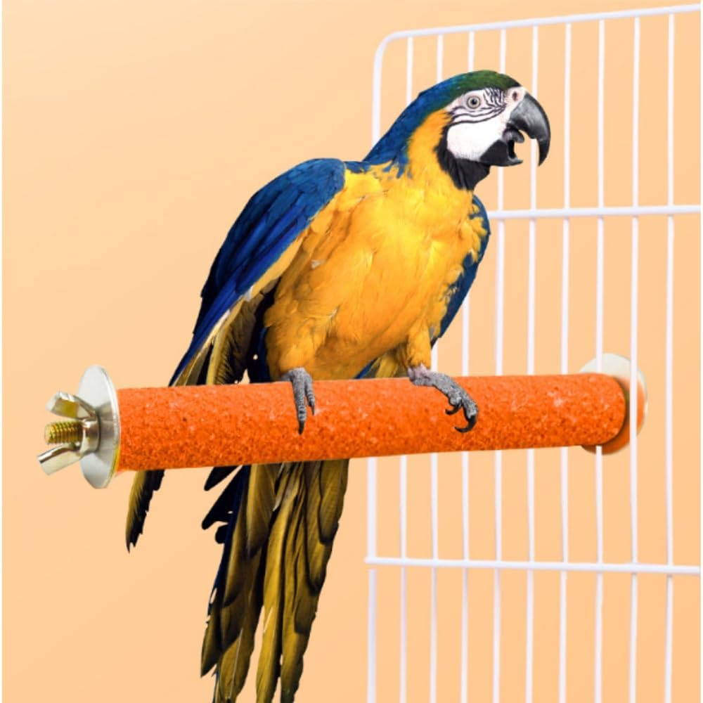 Jindizi 6 PCS Parrot Stand Toy Platform Paw Grinding Stick, 3 Kinds of Length Random Colors, Parrot Perch Stand Toy, Quartz Sand Covered Wood Sticks Platform, Parakeet Toys Sticks image number 1