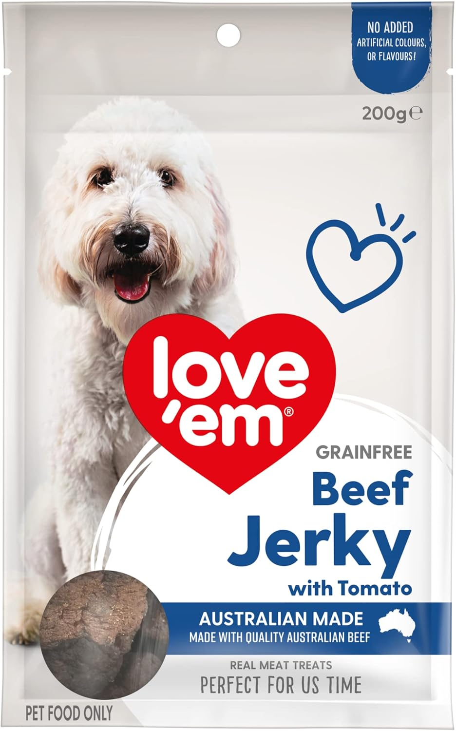 Love'Em Grain Free Dog Treats Beef Jerky with Tomato 1.2Kg (200G X 6 Pack) image number 1