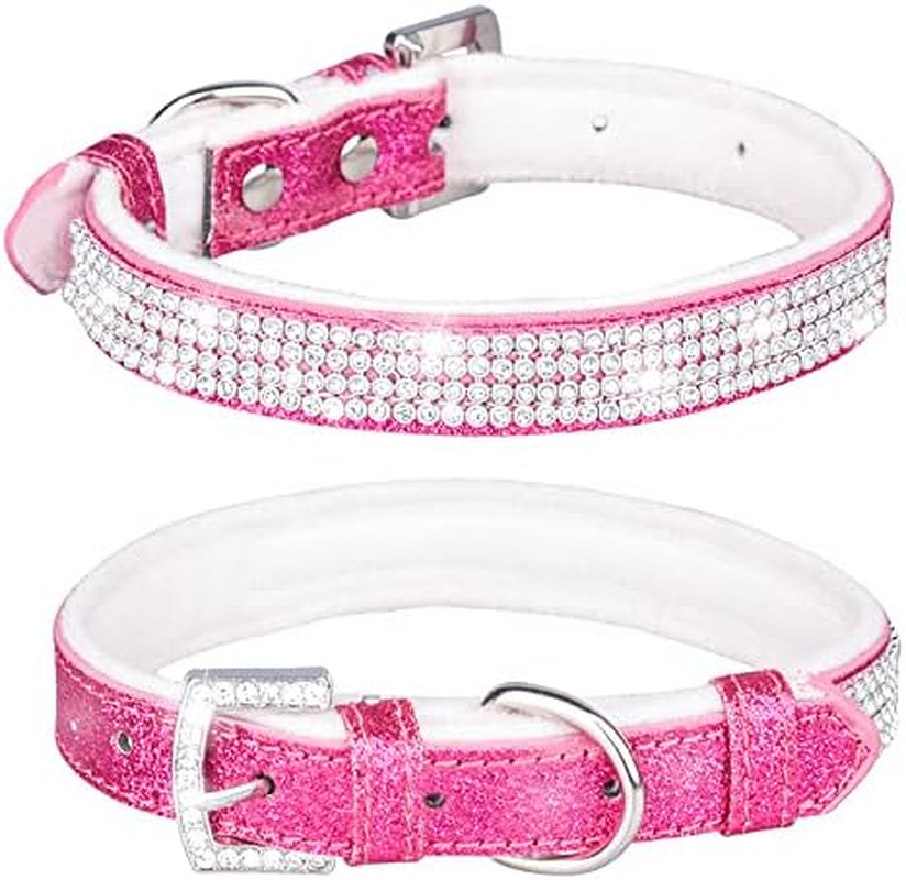 Haoyueer Pink Sparkly Diamante Leather Dog Collar Small image number 6
