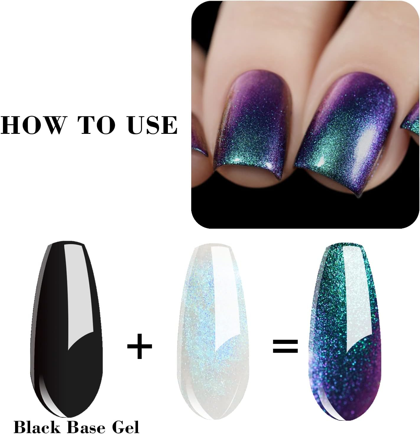 Vishine Chameleon Gel Nail Polish Set Holographic Glitter Polish Sparkle Shimmer Nail Art Polish with Black Base Gel Polish Multicolored Nail Art DIY 8Ml 6Pcs image number 6