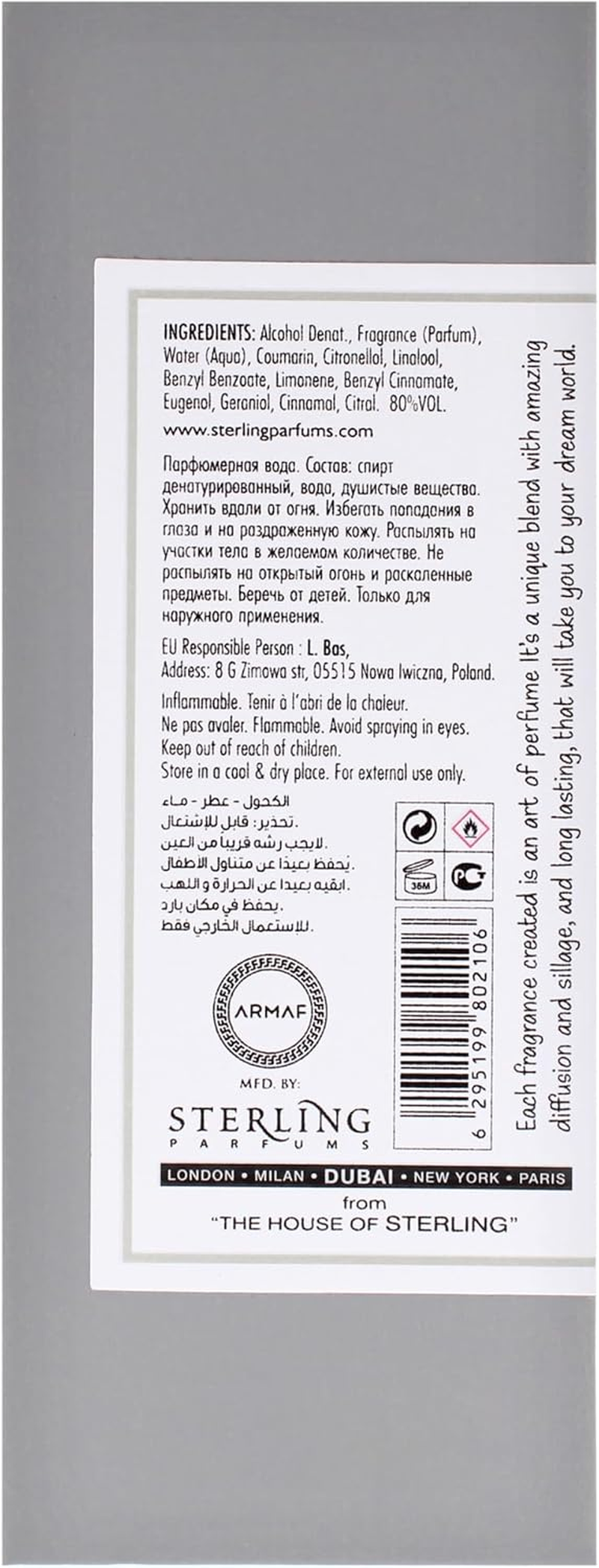 Artistic Perfumery - AR by Armaf for Men - 3.4 Oz EDP Spray image number 6