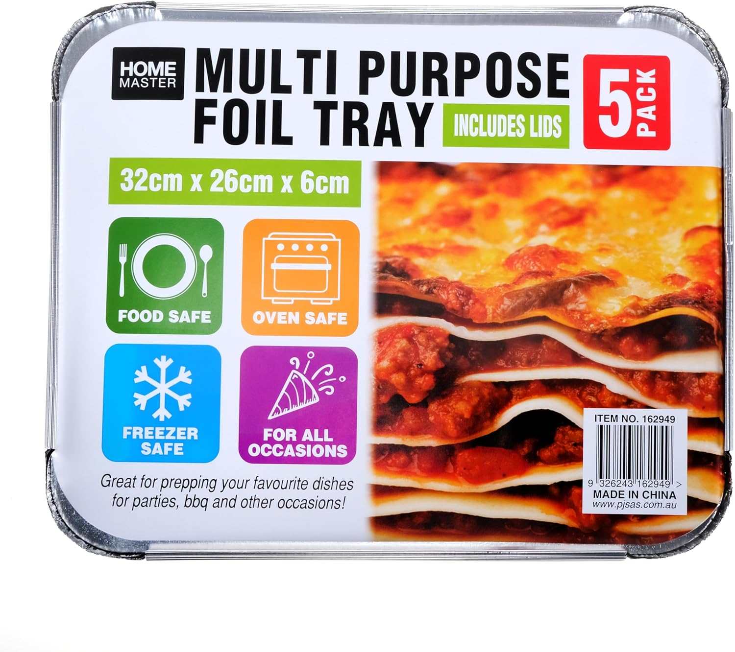 Home Master Foil Tray with Lids, Large, 32 Cm X 26 Cm X 6 Cm Size (Pack of 5) image number 5